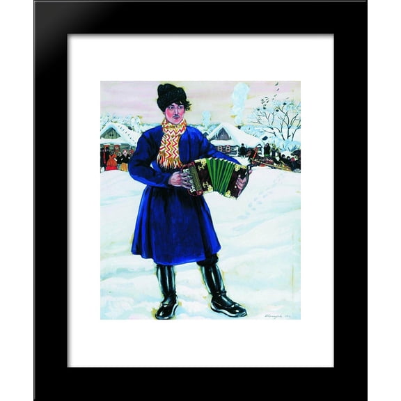 Pancake Tuesday in a Village. Maslenitsa 20x24 Framed Art Print by Boris Kustodiev