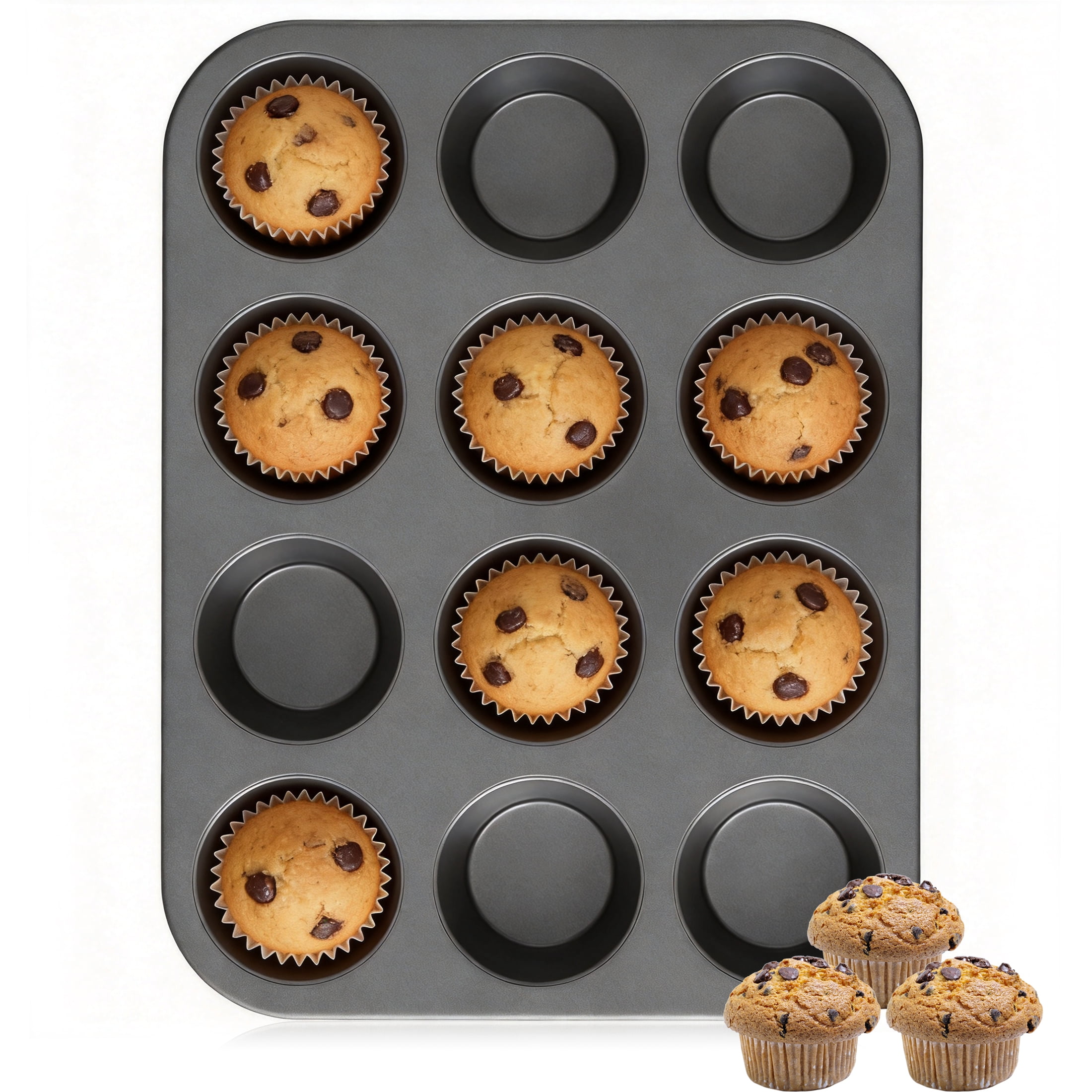 12 Cups Nonstick Muffin Pan, Carbon Steel Mini Cupcake Baking Tray, Cupcake Pan for Mini Muffins, Cupcakes, Cookies