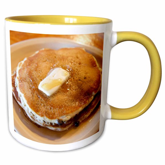 3drose, Pancakes Covered in Syrup, Shelburne Falls, Massachusetts, 11oz Two-tone Yellow Mug