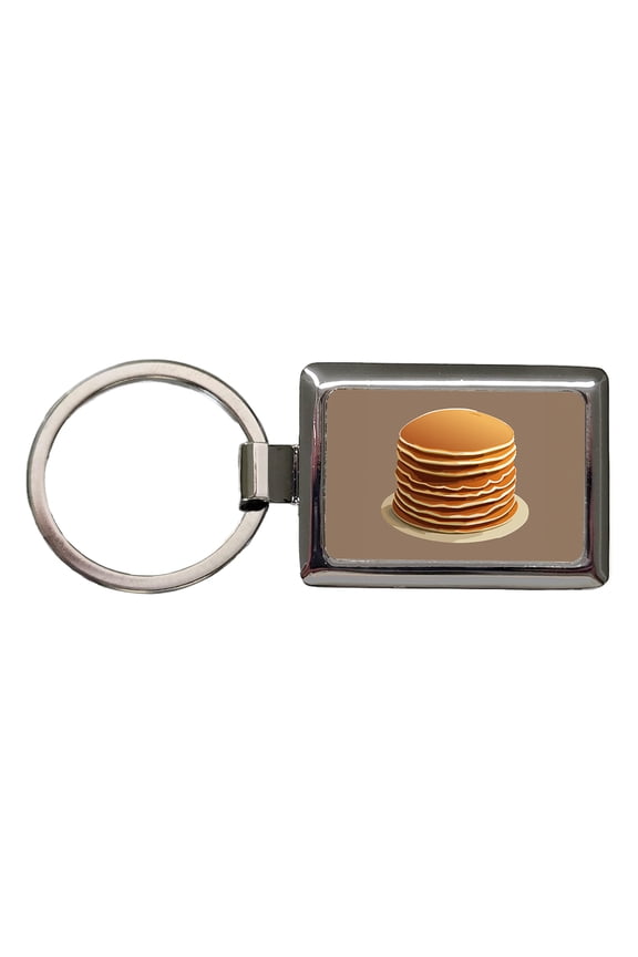 Pancakes Stack Breakfast Brunch Food Metal Rectangle Keychain