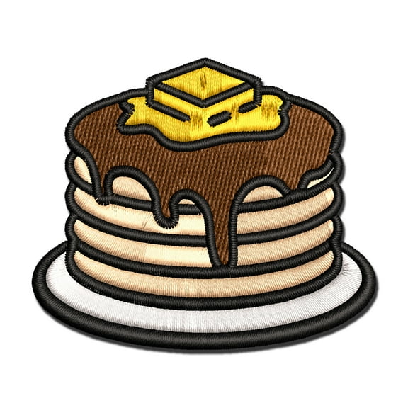 Pancakes Stack Syrup Butter Applique Multi-Color Embroidered Hook & Loop Patch - 3 Inch Medium