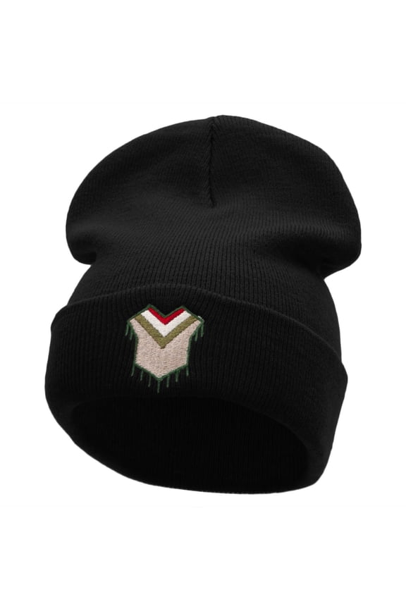 Panchito Embroidered 12 Inch Long Knitted Beanie - Black OSFM