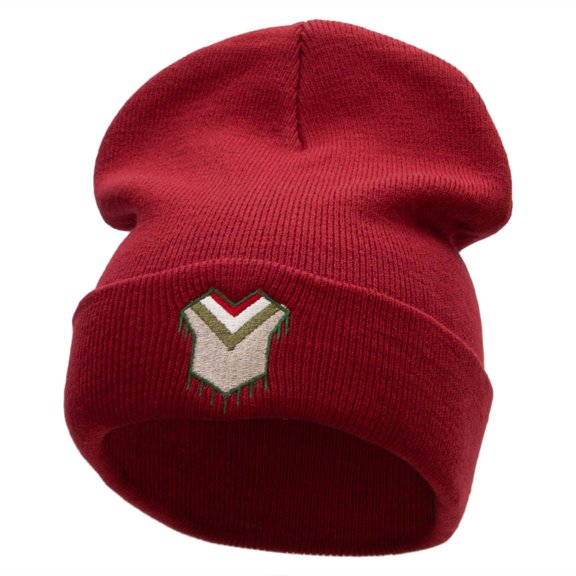Panchito Embroidered 12 Inch Long Knitted Beanie - Maroon OSFM