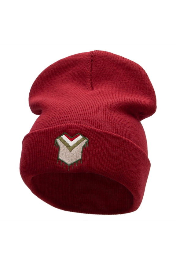 Panchito Embroidered 12 Inch Long Knitted Beanie - Maroon OSFM