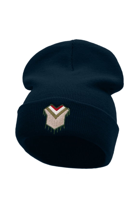Panchito Embroidered 12 Inch Long Knitted Beanie - Navy OSFM