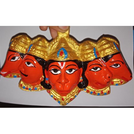 Panchmukhi Hanuman Ji Murti Statue for Pooja puncha mukhi orange colour