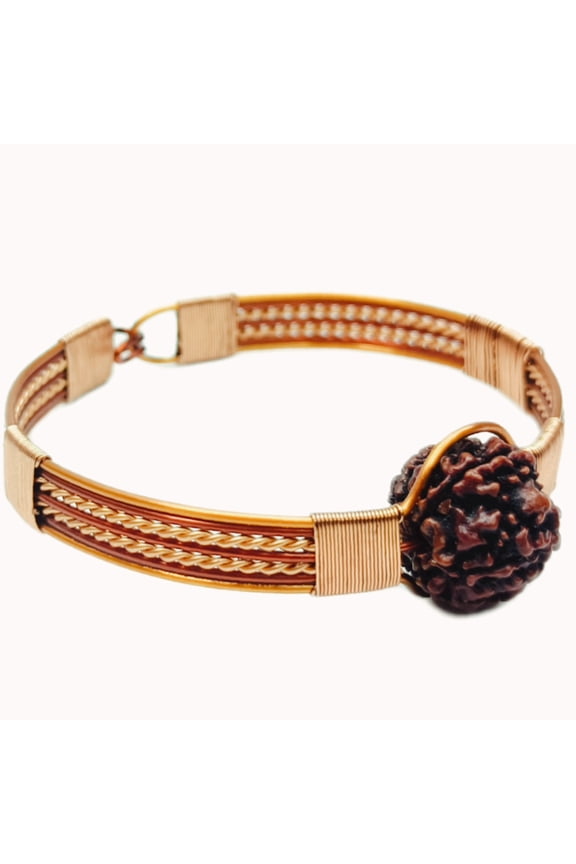 Panchmukhi Rudraksha Bracelet | Handmade Kada with Vedic Rituals | Spiritually Energized for Powerful Divination to attract prosperity made with Natural Rudraksha & Copper