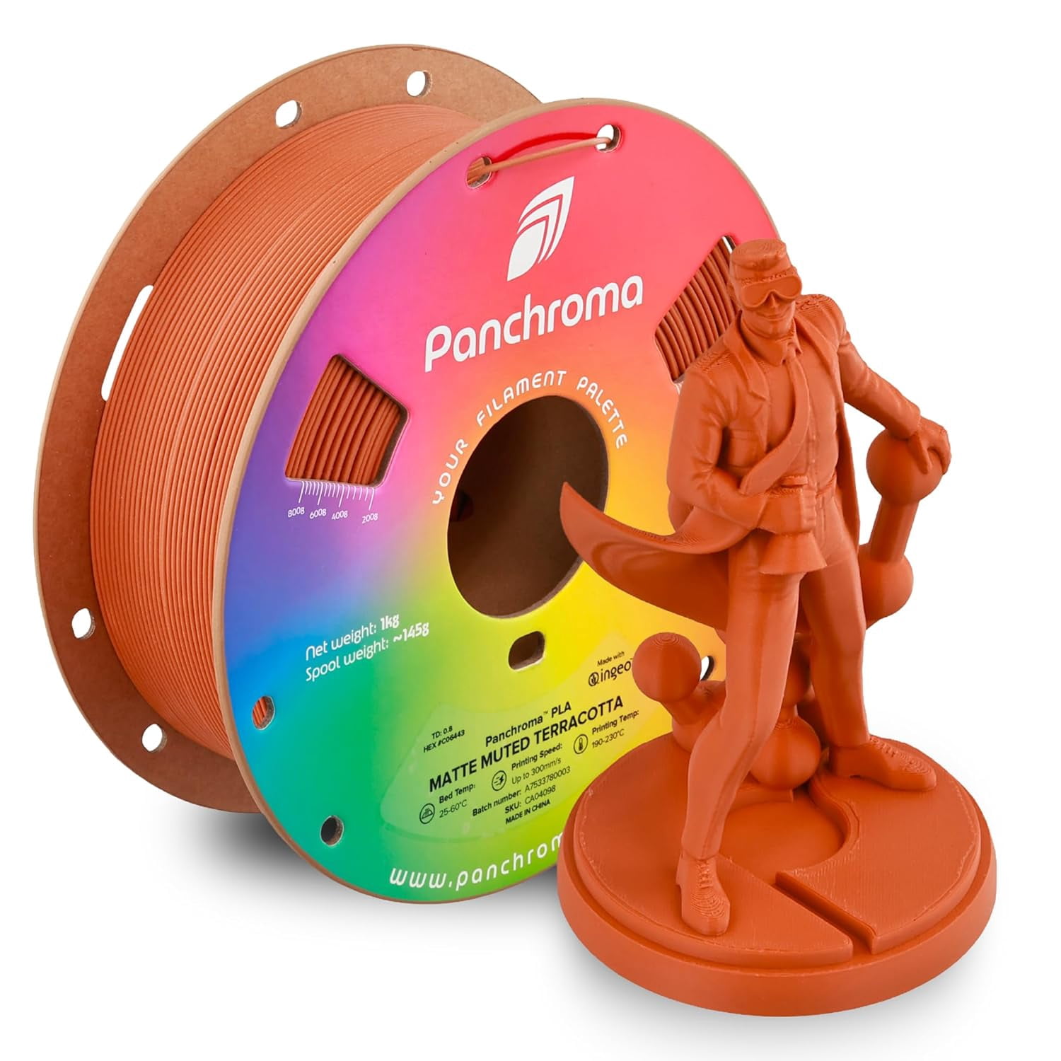 Panchroma Matte PLA Filament, Muted Terracotta 1.75mm 1kg 3D Printing Filament, Formerly Polyterra Matte, Fits Most FDM 3D Printers, 1kg Spool (2.2lbs)