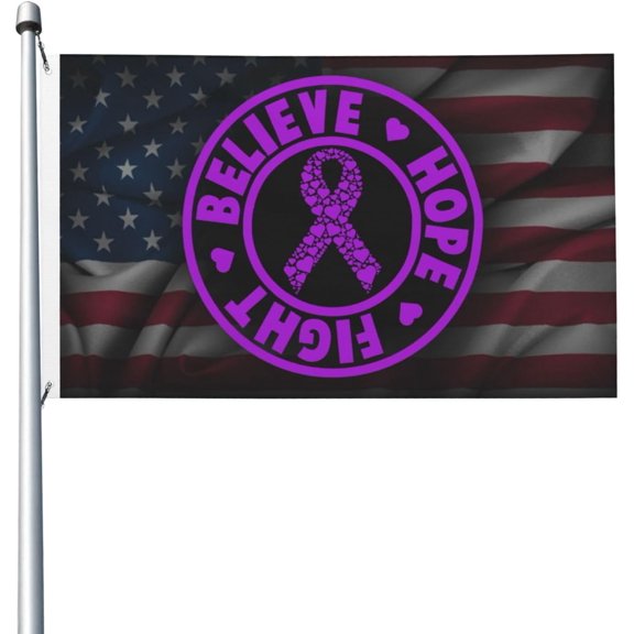 Pancreatic Cancer AwarenessBelieve, Hope, Fight Flag Double Sided 3x5 Ft Outdoor Decoration Garden Yard Flag with Grommets, Black