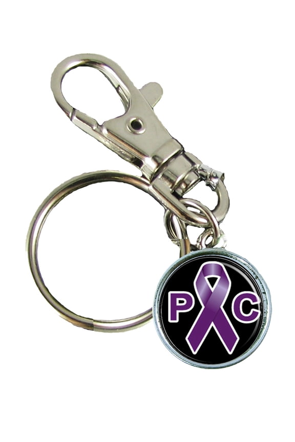 Pancreatic Cancer Awareness Keychain Support Silver Plated Jewelry Key Chain