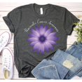 thumbnail image 1 of Pancreatic Cancer Awareness Purple Flower Graphic T-Shirt, Unisex Classic Fit, 180 GSM Cotton-Rich Fabric, 1 of 4