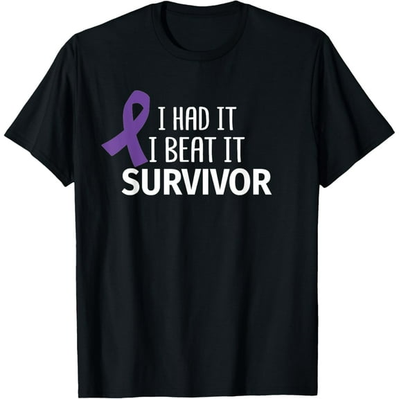 Pancreatic Cancer I Had It I Beat It Survivor Purple Ribbon T-Shirt