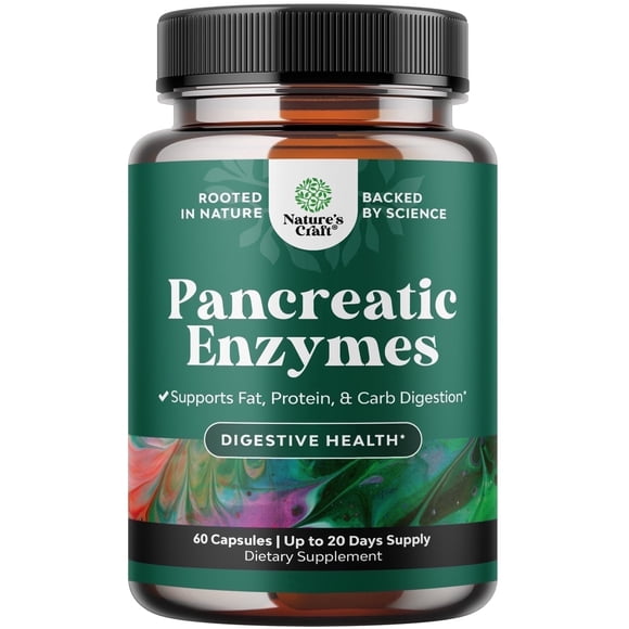 Pancreatin Digestive Enzymes for Digestive Health - Pancreatic Enzymes for Humans with Fat Carb and Protein Digestive Enzymes for Women and Men - Protease Amylase & Lipase Enzymes for Digestion