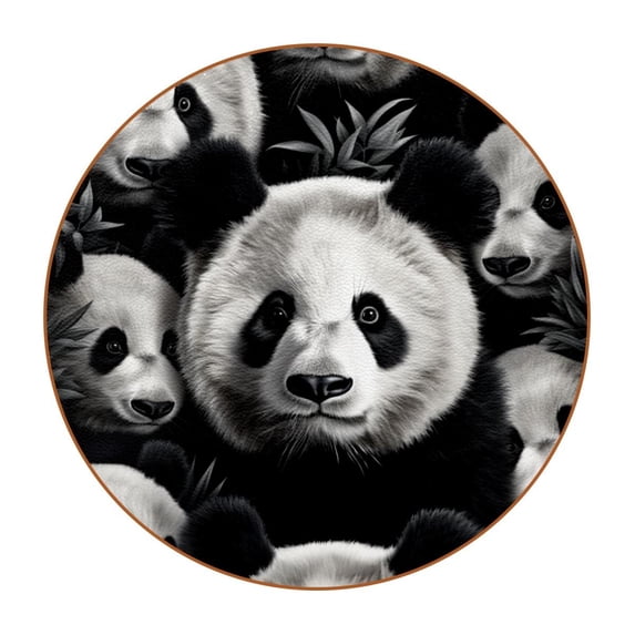 Panda 6Pcs Round Microfiber Leather Car Coasters, 11x11 cm/4.3x4.3 in Size, Cup Holder Mat for Drinks, Absorbent Car Accessories