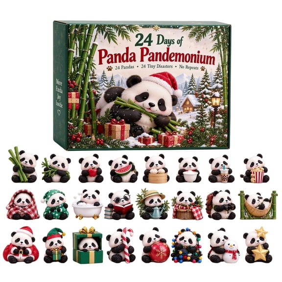 Panda Advent Calendar 2026, 24 Days Countdown with 2D Acrylic Ornaments, Cute Animal Pendant Set, Holiday Gift for Kids and Family