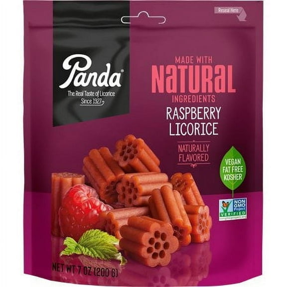 Panda All Natural Licorice Raspberry -- 7 oz Pack of 4