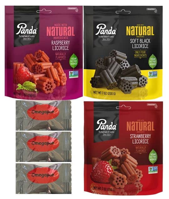Panda All Natural Soft Licorice 3 Flavor Variety Bundle Black
