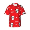 thumbnail image 1 of Panda And Love On Valentine'S Day Hawaiian Shirts For Men, Summer Short-Sleeve Relaxed-Fit Button-Down Shirts X-Large, 1 of 9