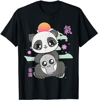 Panda And Skulls And Skeleton Bear Kanji Sakura Zoologist T-Shirt ...