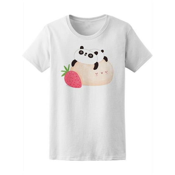 Panda And Strawberry Mochi T-Shirt Women -Image by Shutterstock, Female x-Large