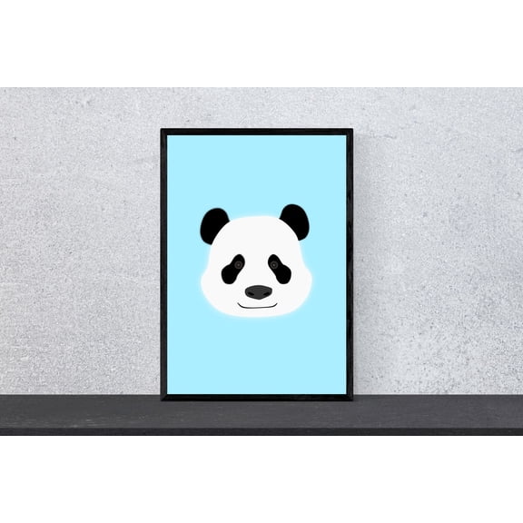 Panda Animal Head Childrens Nursery Safari Zoo Wall Decor, Unframed Paper Poster 8x10in