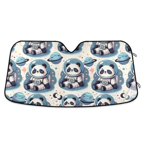 Panda Astronauts Sleeping Car Windshield Sun Shade Foldable Car Front Window Visor Heat and UV Protection 53x23.5