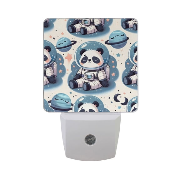 Panda Astronauts Sleeping Night Light 2 Pack LED Nightlight Plug into Wall Dusk to Dawn Sensor Soft White