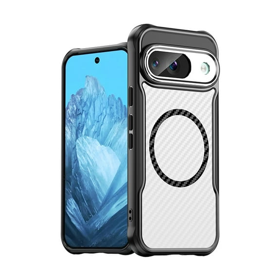 Panda Baby Magnetic Case for Google Pixel 9, Compatible with Magsafe, Translucent Matte Back Slim Shockproof Phone Cover (Black)