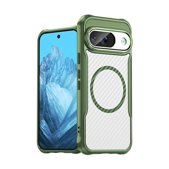 Panda Baby Magnetic Case for Google Pixel 9, Compatible with Magsafe, Translucent Matte Back Slim Shockproof Phone Cover (Green)