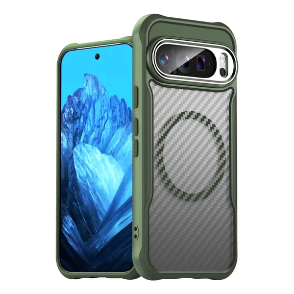 Panda Baby Magnetic Case for Google Pixel 9 Pro, Compatible with Magsafe, Translucent Matte Back Slim Shockproof Phone Cover (Green)