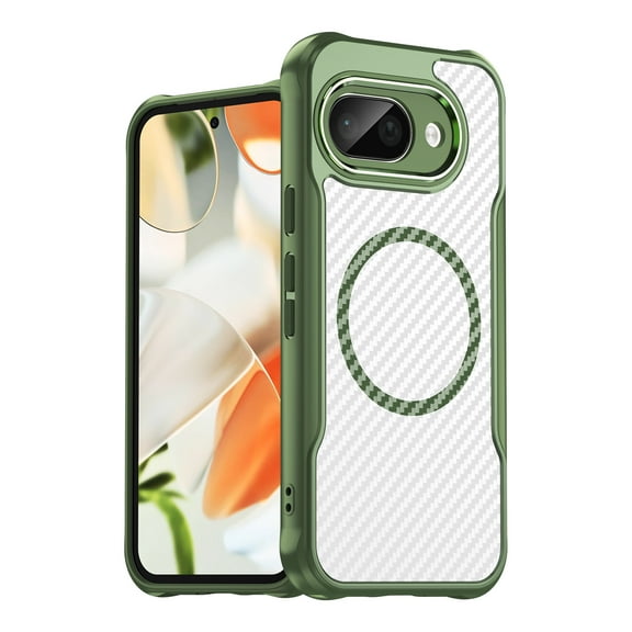 Panda Baby Magnetic Case for Google Pixel 9a, Compatible with Magsafe, Translucent Matte Back Slim Shockproof Phone Cover (Green)