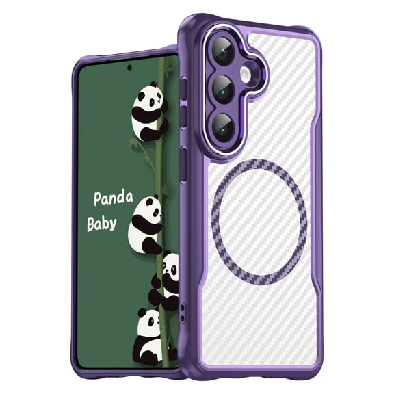 Panda Baby Magnetic Case for Samsung Galaxy S26, Compatible with Magsafe, Translucent Matte Back Slim Shockproof Phone Cover (Purple)