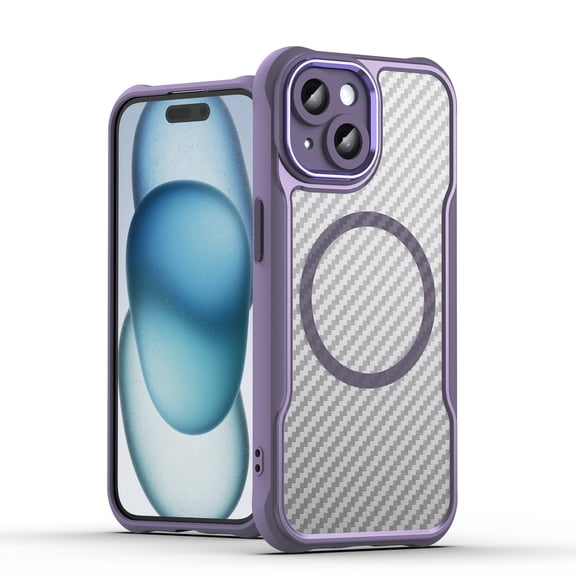 Panda Baby Magnetic Case for iPhone 15, Compatible with Magsafe, Translucent Matte Back Slim Shockproof Phone Cover (Purple)