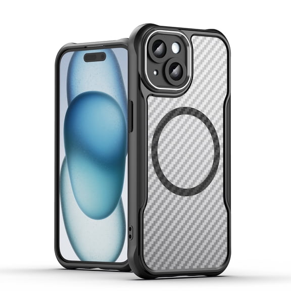 Panda Baby Magnetic Case for iPhone 15 Plus, Compatible with Magsafe, Translucent Matte Back Slim Shockproof Phone Cover (Black)