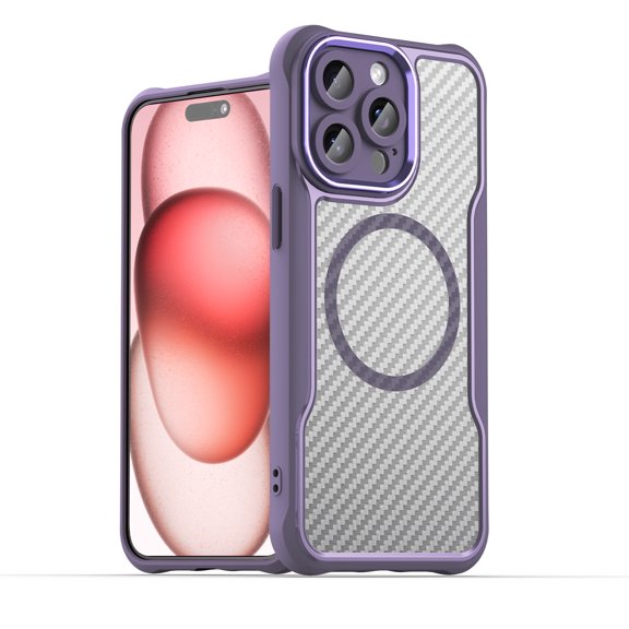 Panda Baby Magnetic Case for iPhone 15 Pro Max, Compatible with Magsafe, Translucent Matte Back Slim Shockproof Phone Cover (Purple)