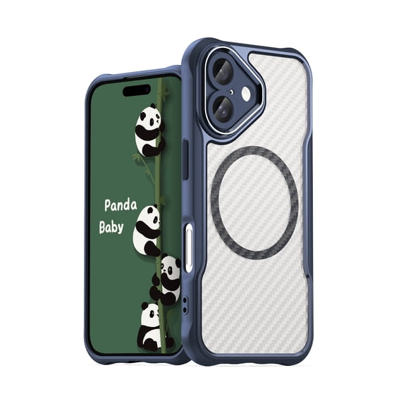 Panda Baby Magnetic Case for iPhone 16, Compatible with Magsafe, Translucent Matte Back Slim Shockproof Phone Cover (Blue)
