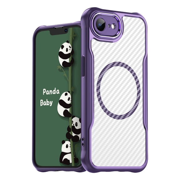 Panda Baby Magnetic Case for iPhone 16e, Compatible with Magsafe, Translucent Matte Back Slim Shockproof Phone Cover (Purple)