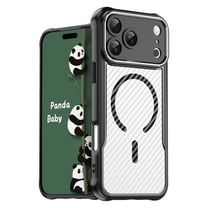 Panda Baby Magnetic Case for iPhone 17 Pro, Compatible with Magsafe, Translucent Matte Back Slim Shockproof Phone Cover (Black)
