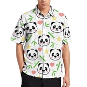 Panda Mens Short Sleeve Button Up Shirts Casual Regular-Fit Beach Summer Tops M-4XL