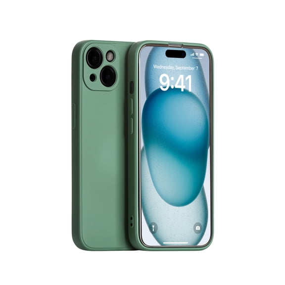 Panda Baby Silicone Case for iPhone 15 Plus, Slim Shockproof, Skin Friendly and Microfiber Lining (Midnight-Green)