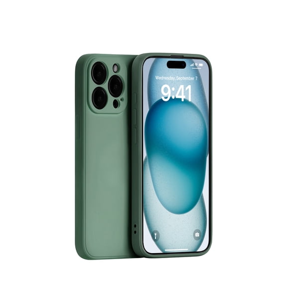 Panda Baby Silicone Case for iPhone 15 Pro, Slim Shockproof, Skin Friendly and Microfiber Lining (Midnight-Green)