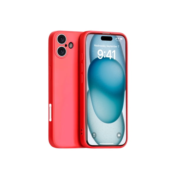 Panda Baby Silicone Case for iPhone 16 Plus, Slim Shockproof, Skin Friendly and Microfiber Lining (Red)