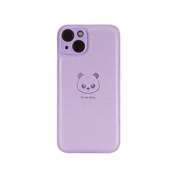 Panda Baby Vegan Leather Case for iPhone 15 Plus, Slim Shockproof, Skin Friendly and Decent Luxury