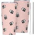 thumbnail image 1 of Panda Background With Hearts Tumbler Travel Coffee Mug With Flip Lid 20 Oz Insulated Tumbler Cup Gift For Father Mother Friend Birthday, 1 of 6