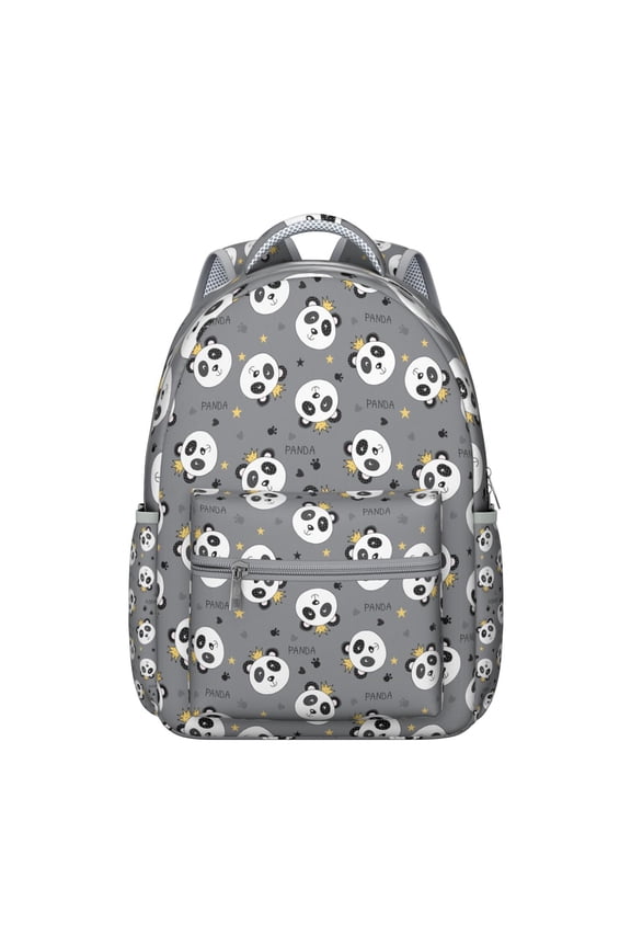Panda Backpack with Metallic Accents - Shimmering Thread Embroidery, Evening-Appropriate Glam Panda Print