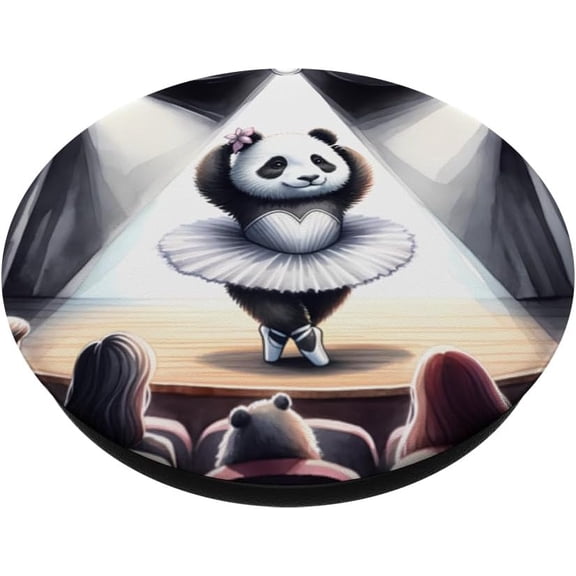 Panda Ballerina Performing On A Stage. Spotlight Audience PopSockets Standard PopGrip
