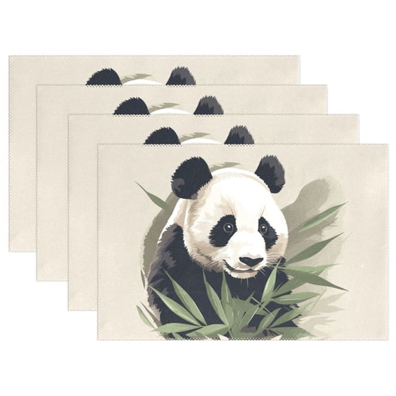 Panda Bamboo Leaves 12×18 inch Placemats Heat Resistant Washable Foldable Rectangular Placemats Set Decoration Indoor Outdoor for Kitchen Dining Table 1PC