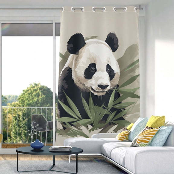 Panda Bamboo Leaves Blackout Curtain Panels Drapes Privacy Assured with Light Filtering Curtains for Living room Bedroom Bathroom Window