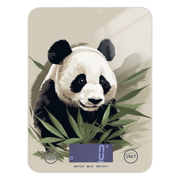 Panda Bamboo Leaves Food Scale Digital Kitchen Scale Waterproof Tempered Glass Tare Function 11 lb for Baking Cooking Meal Prep