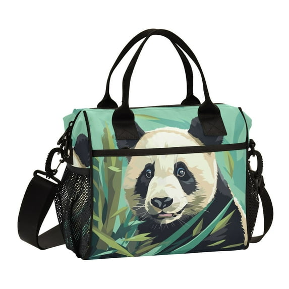 Panda Bamboo Leaves Green Cooler Bag Lunch Bag Soft Cooler Cooling Tote Insulated Lunch Box for Adult Men Women